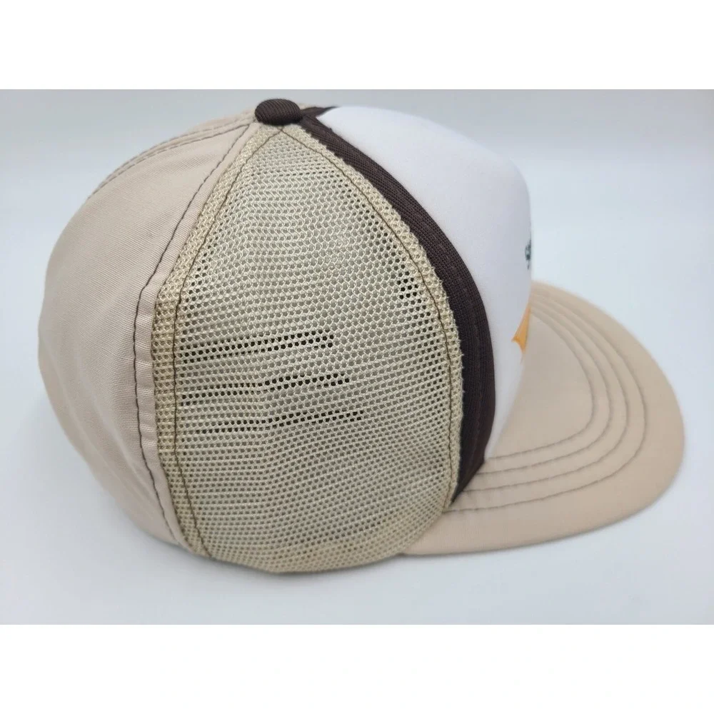 Vintage Barco Construction Steel Buildings Lehi Utah Mesh Snapback Hat Cap Beige